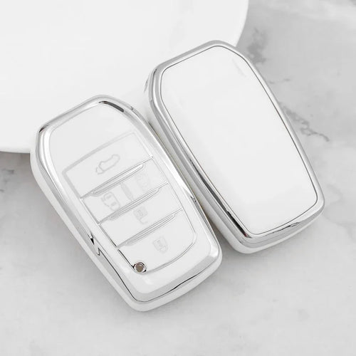 Silver Tpu Car Key Case Cover Shell for Toyota Fortuner Rav4
