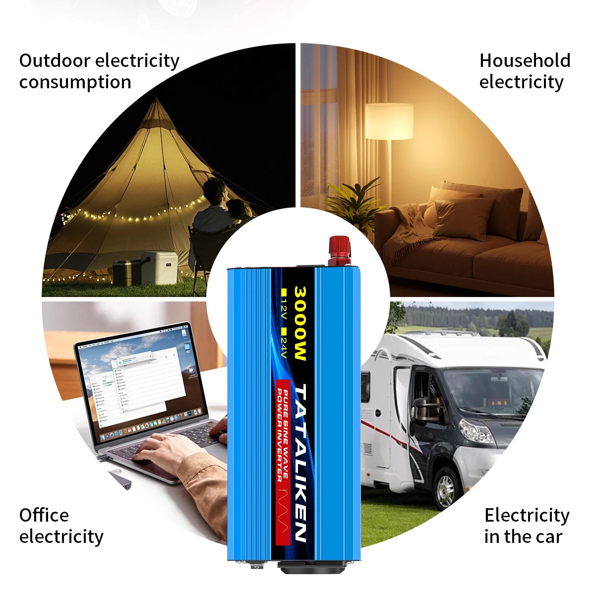 Pure Sine Wave Inverter 1000W-4000W DC 12V/24V to AC 220V 50hz Power