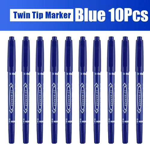 5/10 Pcs Twin Tip Permanent Marker Black/Blue/Red Oil Marker Pen Fine