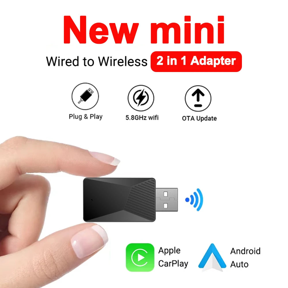 NEW 2in1 Wireless CarPlay Android Auto Wireless Adapter Smart USB