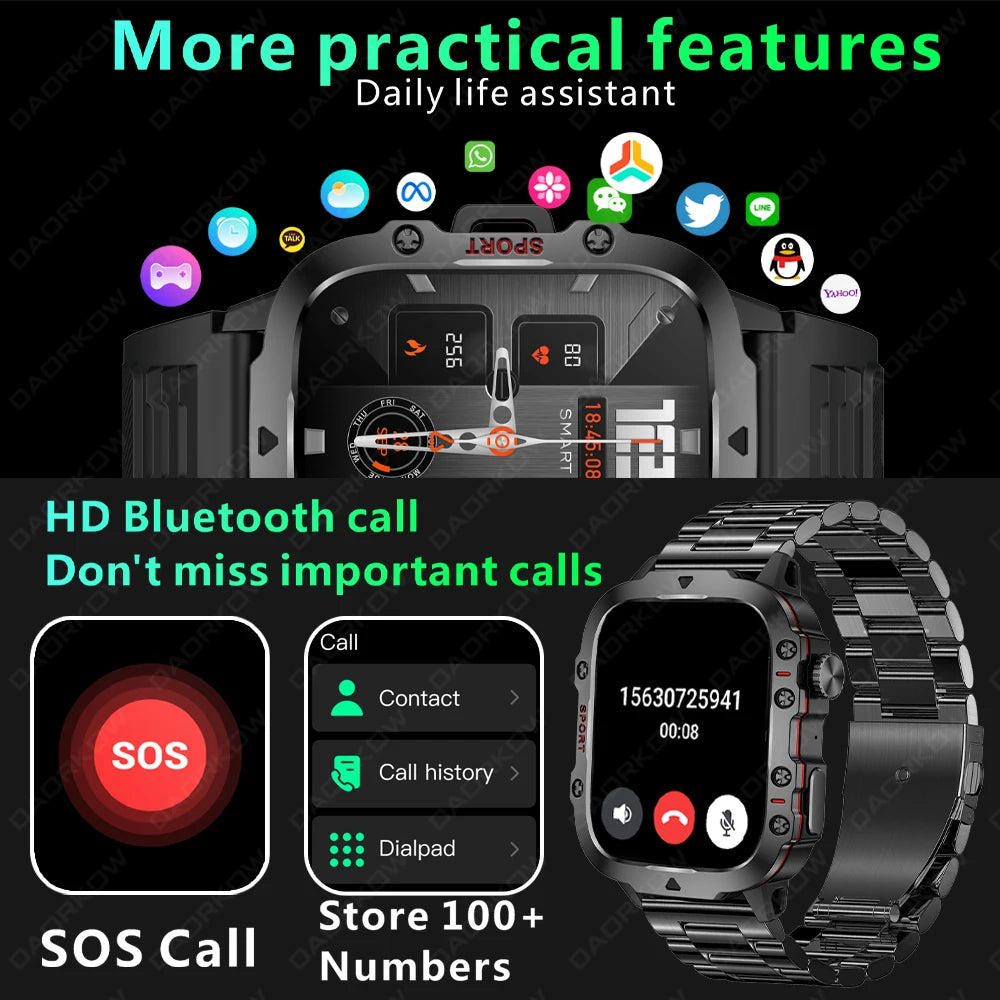 For Huawei Xiaomi 1.96 Inch Screen Smart Watch Mens Bluetooth Call 420
