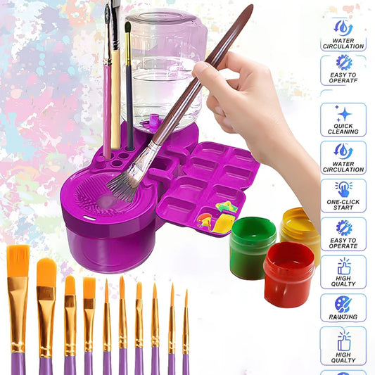 Paint Brush Washer with Drain Button Paint Brush Clean Device