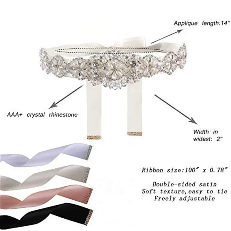 Bridal Belts Bling Wedding Women Handmade Jewelry Silver Rhinestone
