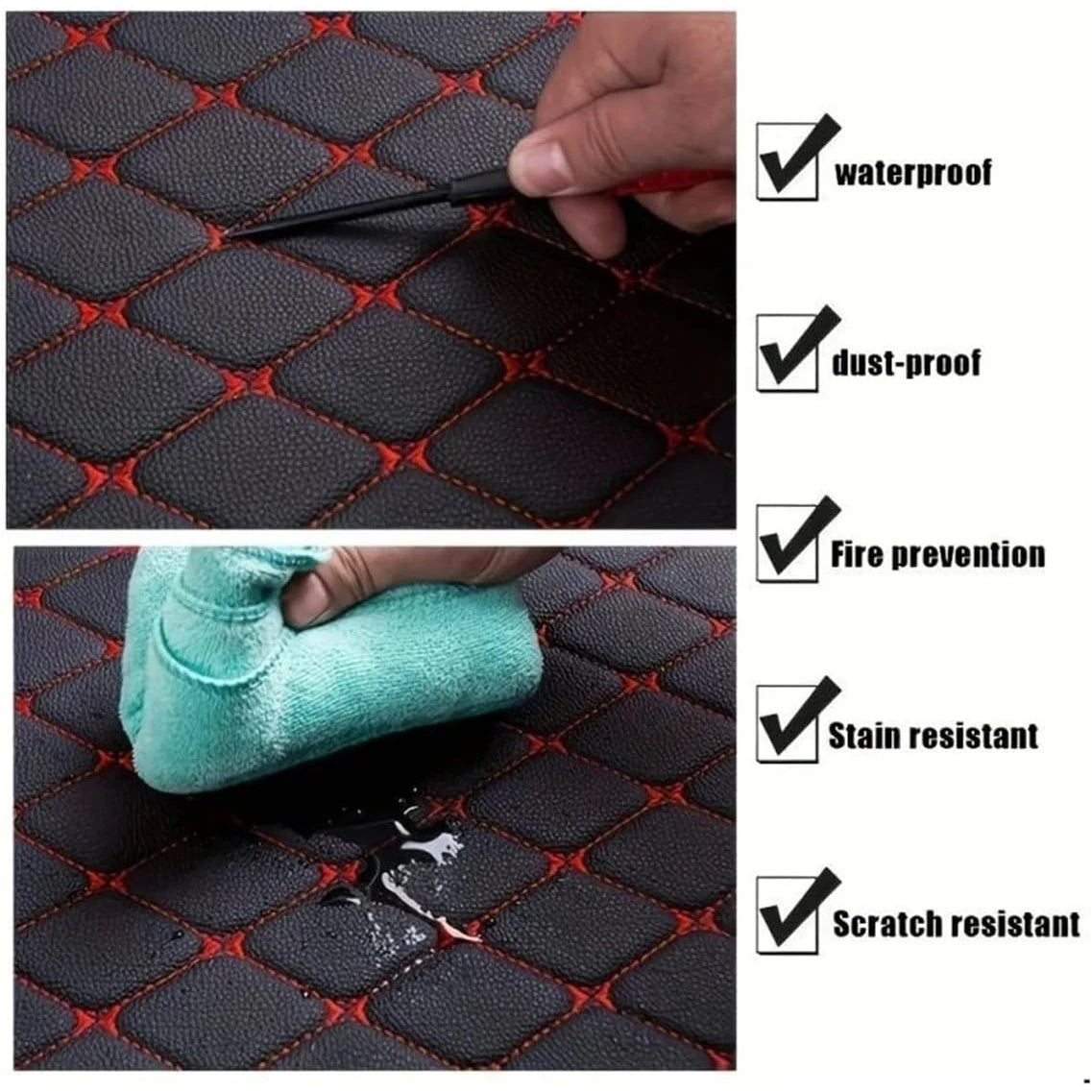 5 pcs Waterproof Leather Car Floor Mats Universal Auto Foot Pad