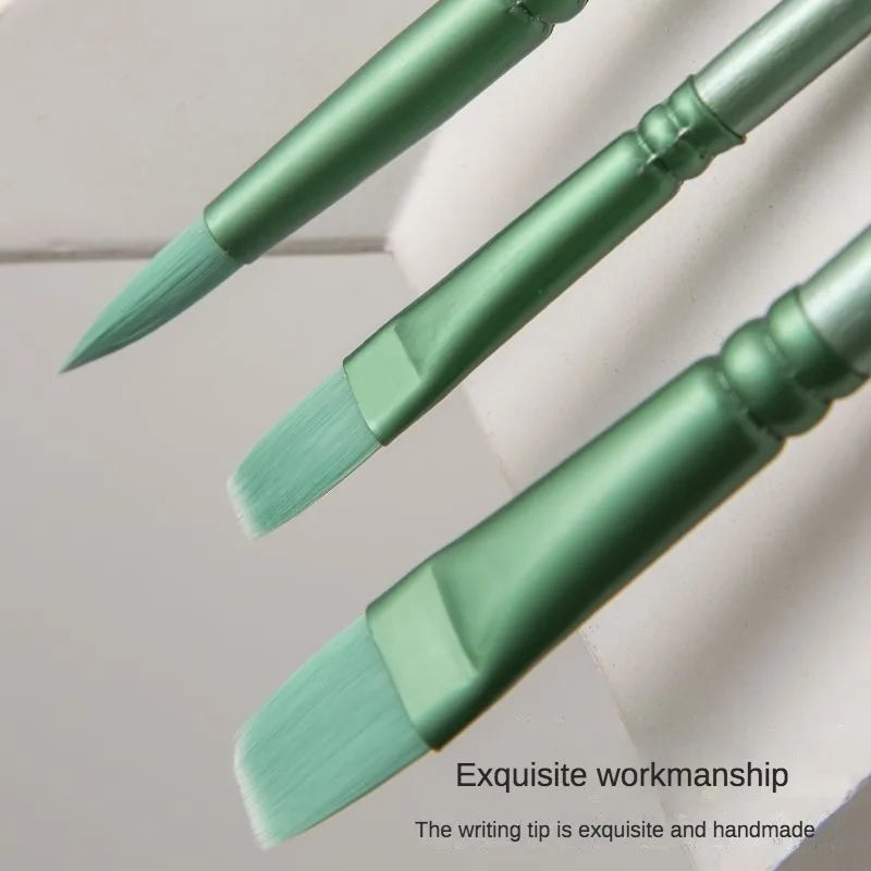 Watercolor Brush Set Pointed Round Flat Head Soft Hair Beginner's Art