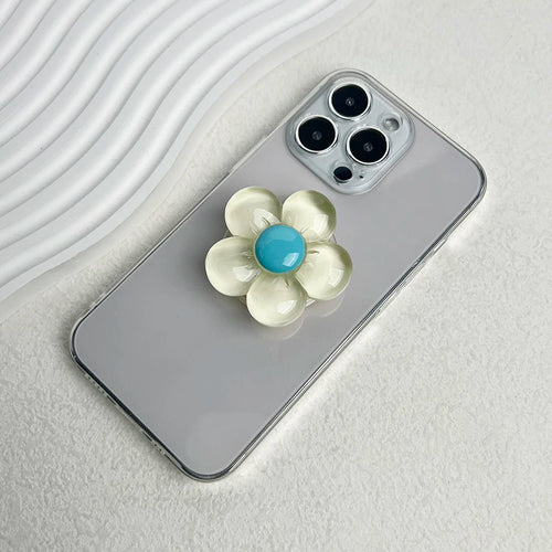 1pc Transparent Resin Candy-Colored Flower Phone Holder Foldable
