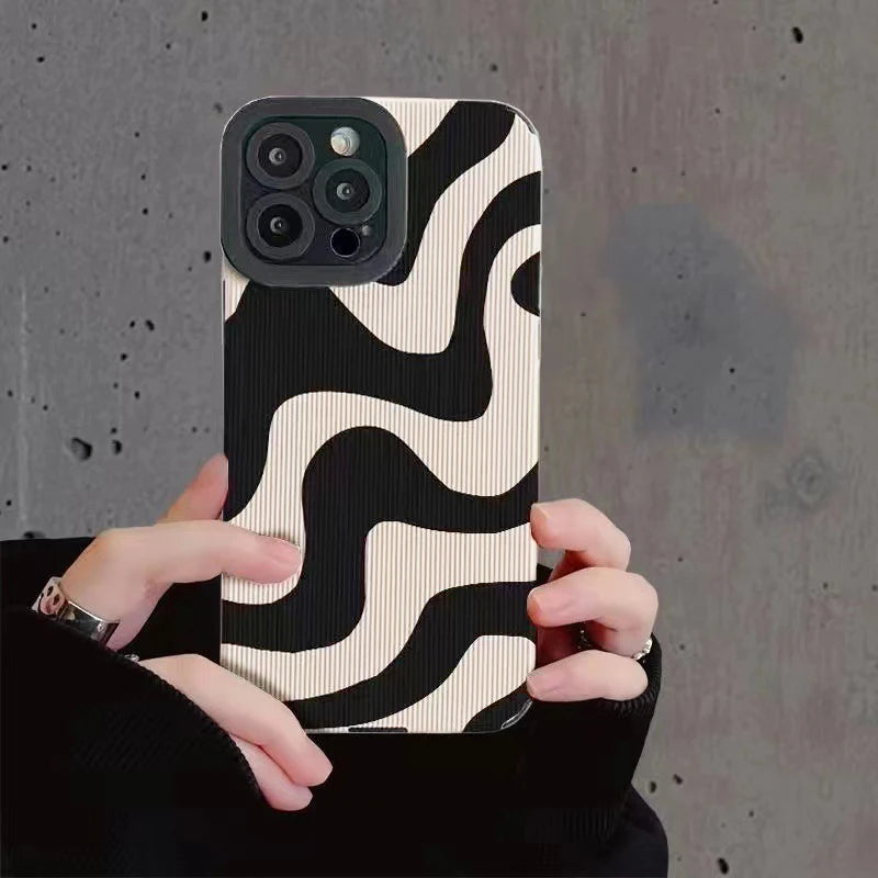 Shockproof Zebra Stripe Silicone Case For iPhone 14 15 16 Pro Max