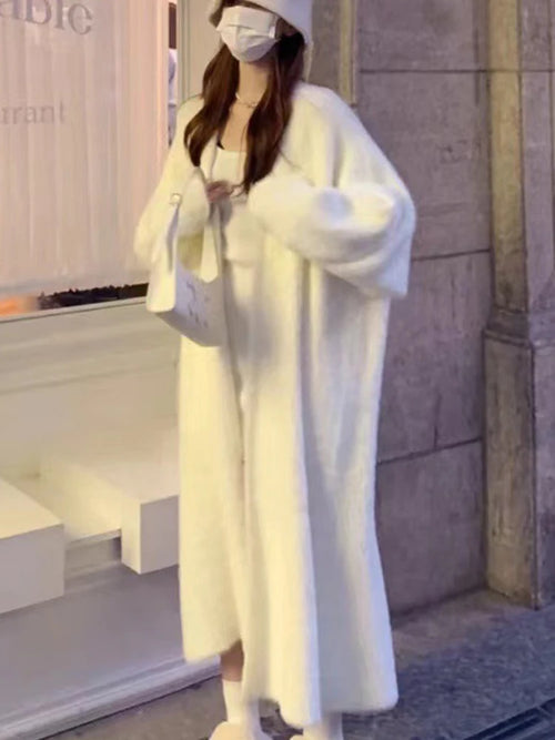 Autumn/Winter Lazy Style Warm Knee Length Thickened Women Cardigan