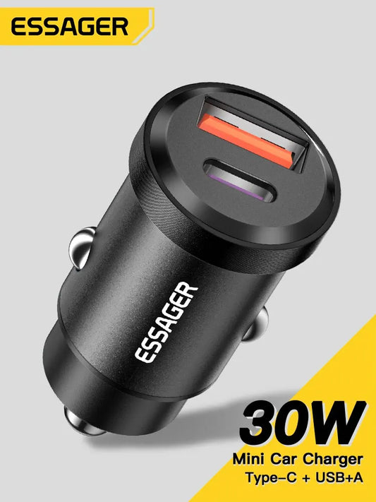 Essager 30W 5A QC PD 3.0 SCP USB Car Charger Quick Charge4.0 USB Type
