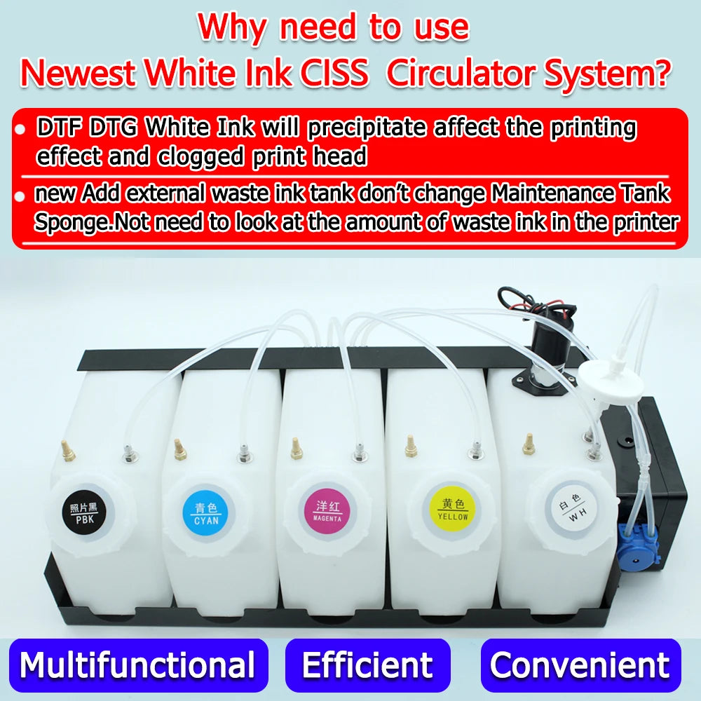DTG DTF White Ink Circulation CISS System 1500ML For i3200 i1600