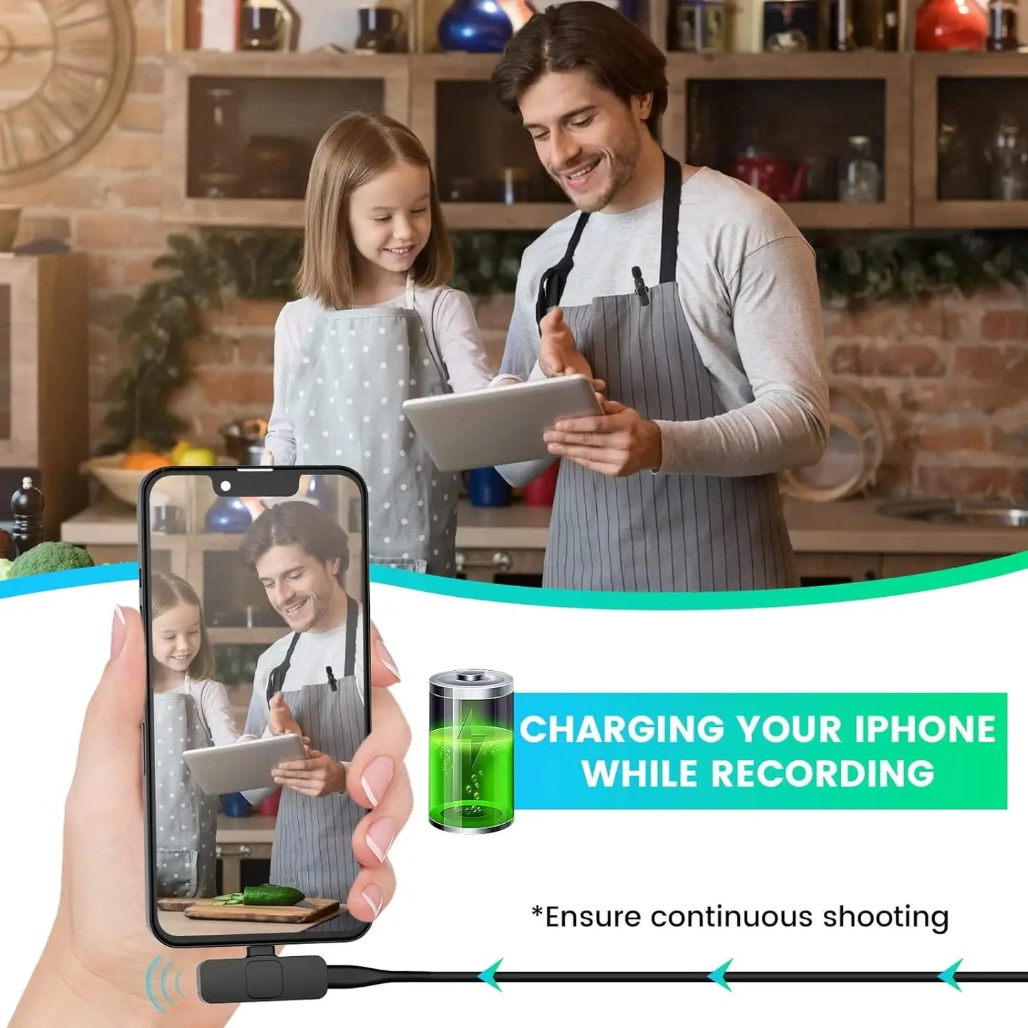 Wireless Lavalier Microphone Mini Audio Video Recording For iPhone 14