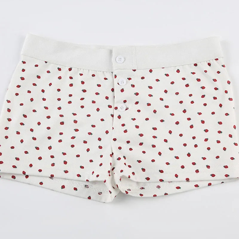 Casual Women Soft Cotton Front Buttons Shorts Summer Vintage Low Waist