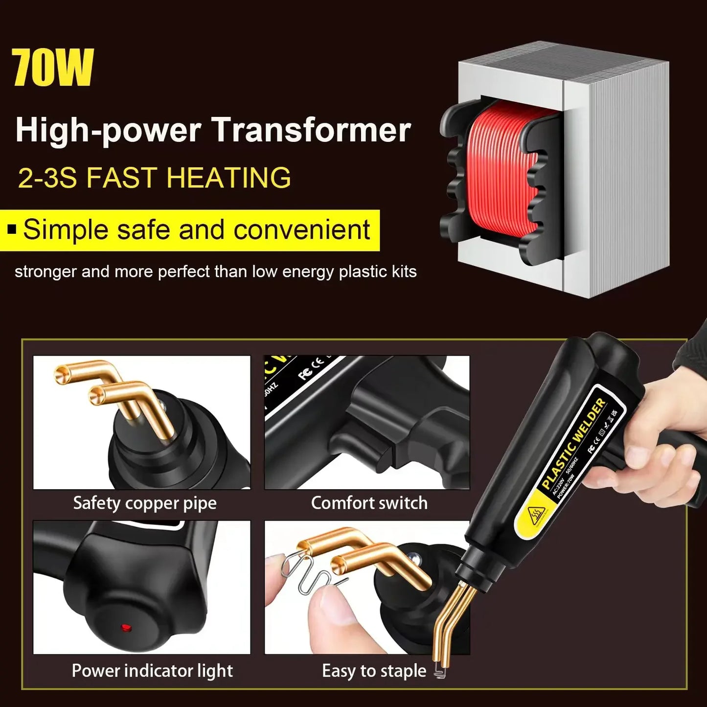 70W Plastic Welding Hot stapler carBumper Repair Kit Hot Stapler