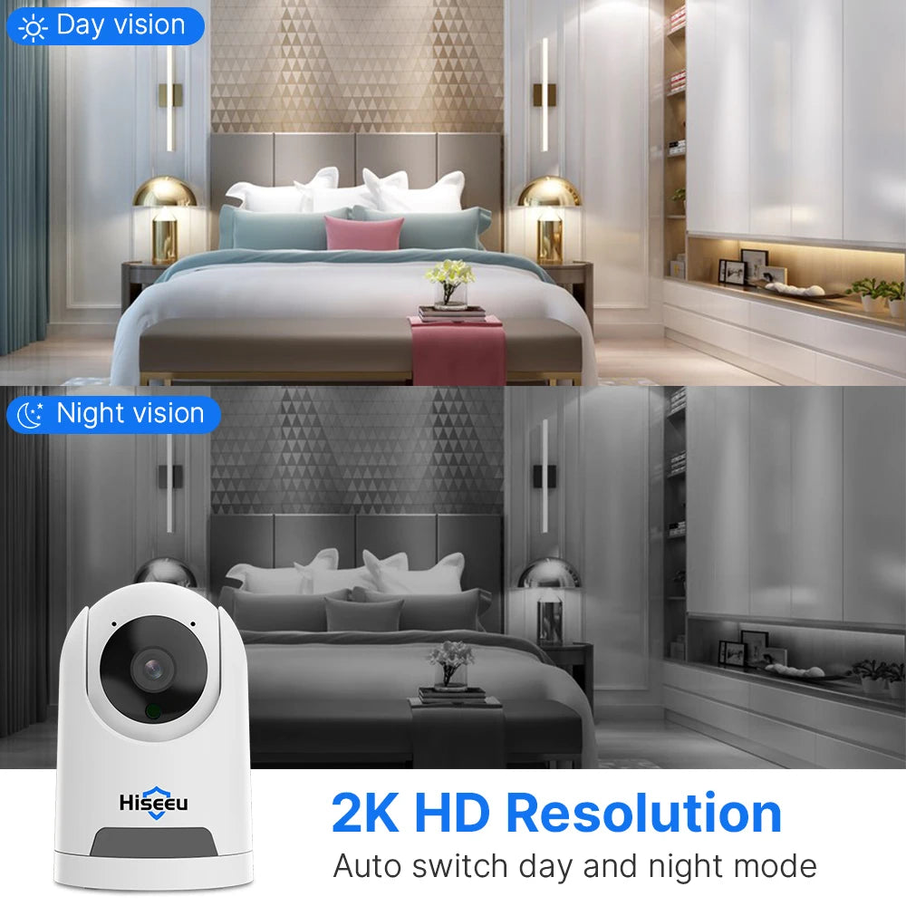 Hiseeu 2K 4MP Wifi PTZ IP Camera Smart Home 2 Way Audio Baby Monitor