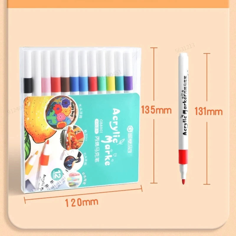 12-80 Colors Acrylic Paint Art Marker Pen DIY Hand Drawn Painting