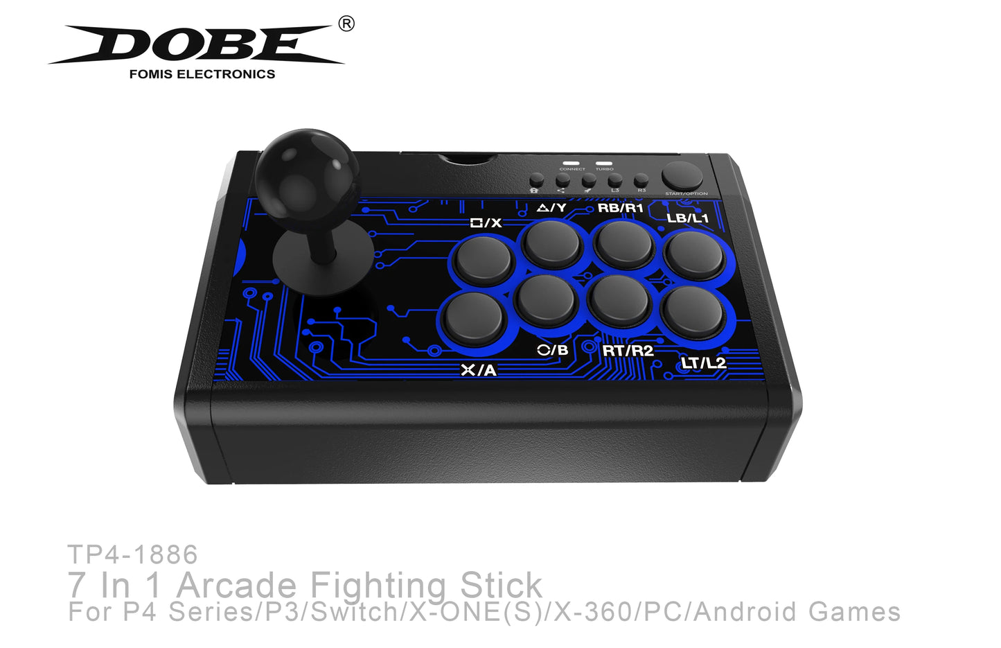 DOBE 7 In1 USB Arcade Fight Stick Street Fighting Joystick Controller