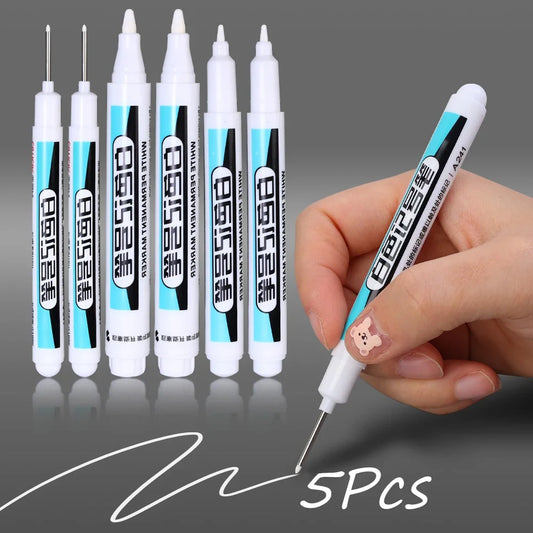 5/1Pcs Oily White Marker Pen Graffiti Pens Waterproof Permanent Gel
