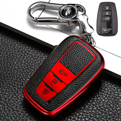 Leather Style Car Remote Key Case Cover Fob For Toyota Prius Camry