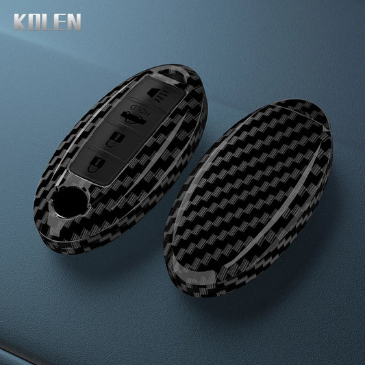 ABS Carbon Fiber Car Key Case Cover For Nissan Qashqai X-Trail T32 T31