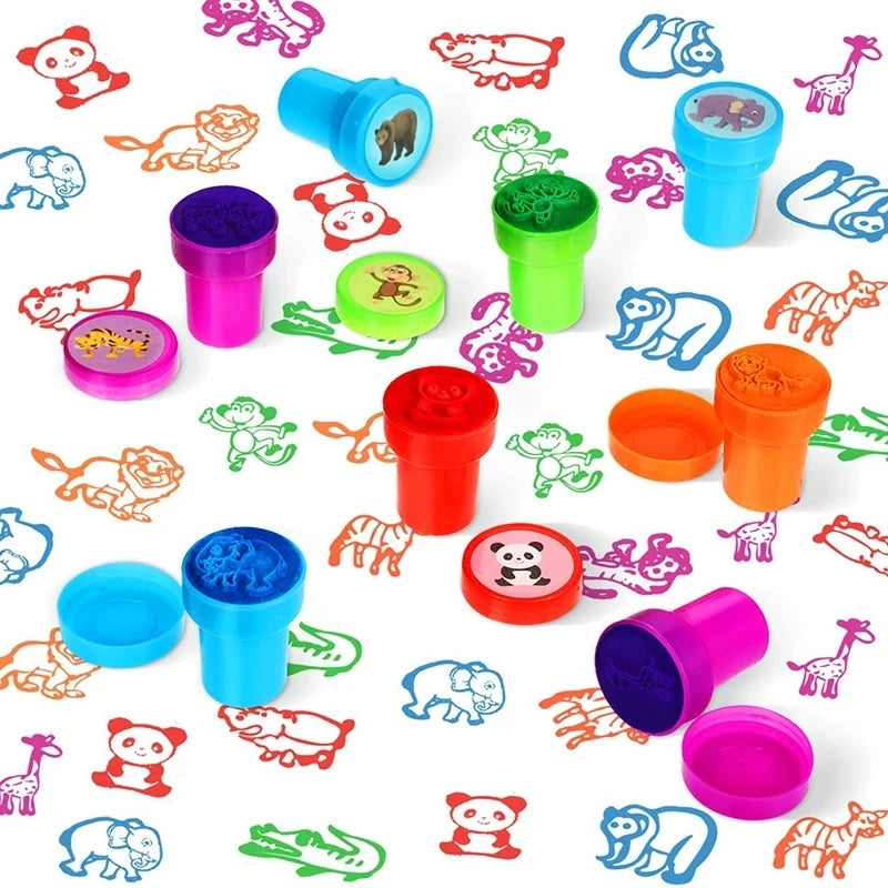 10pcs Assorted Stamps for Kids Self-ink Stamps Children Toy Stamps