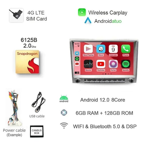 7862 720P Auto Android 13 12G+256G Car Radio GPS Player 4GB Carplay