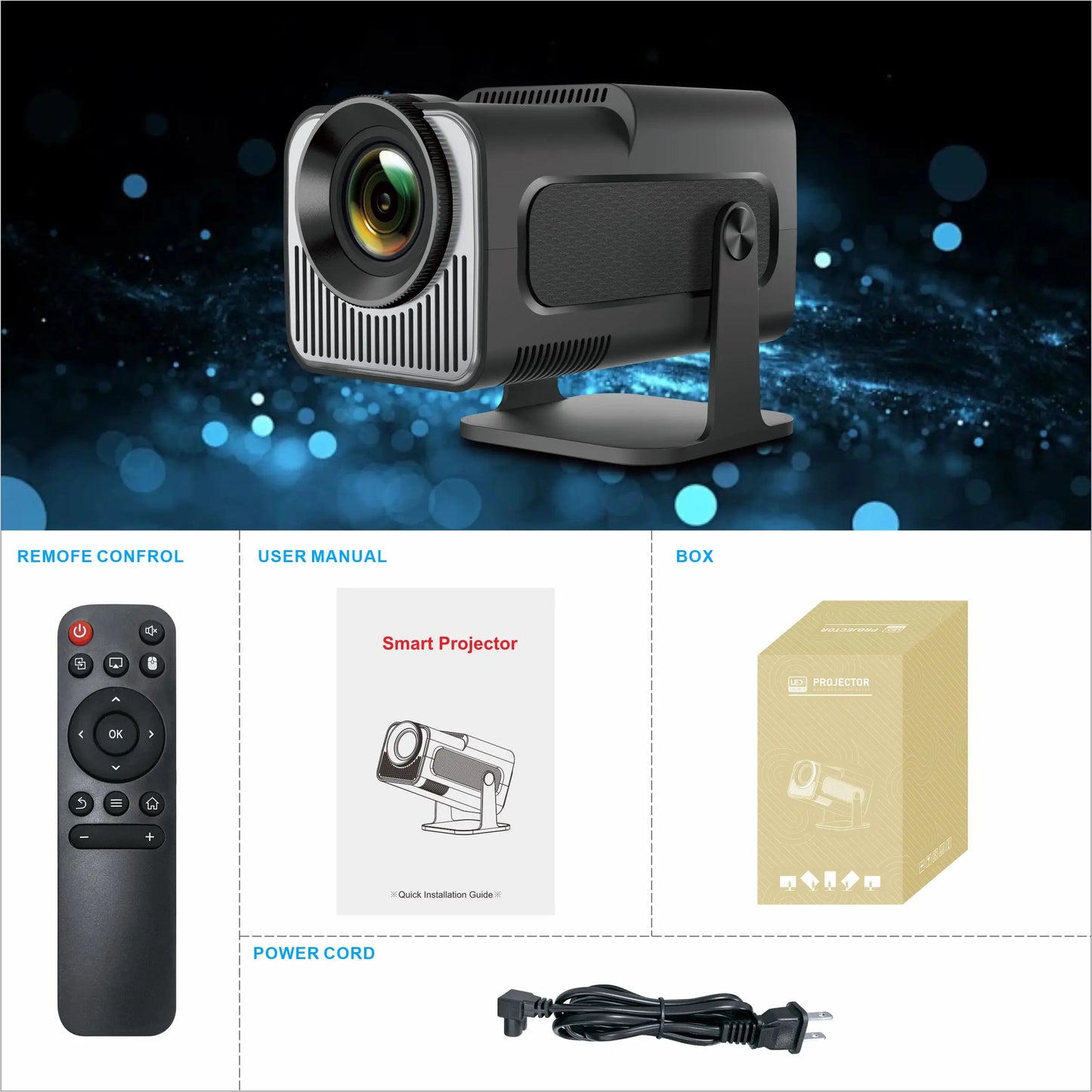 HY320Mini Projector Salange Portable 4K 8K Video Support Native 720P