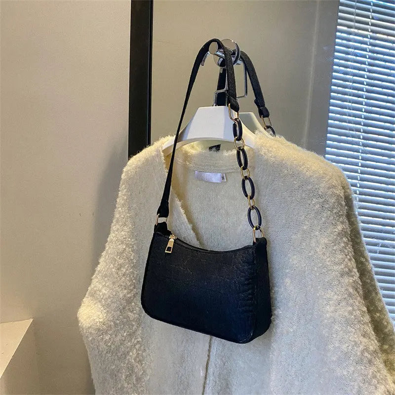 New Felt Bag Textured Crocodile Niche Underarm Bag Fashion Chain Tote