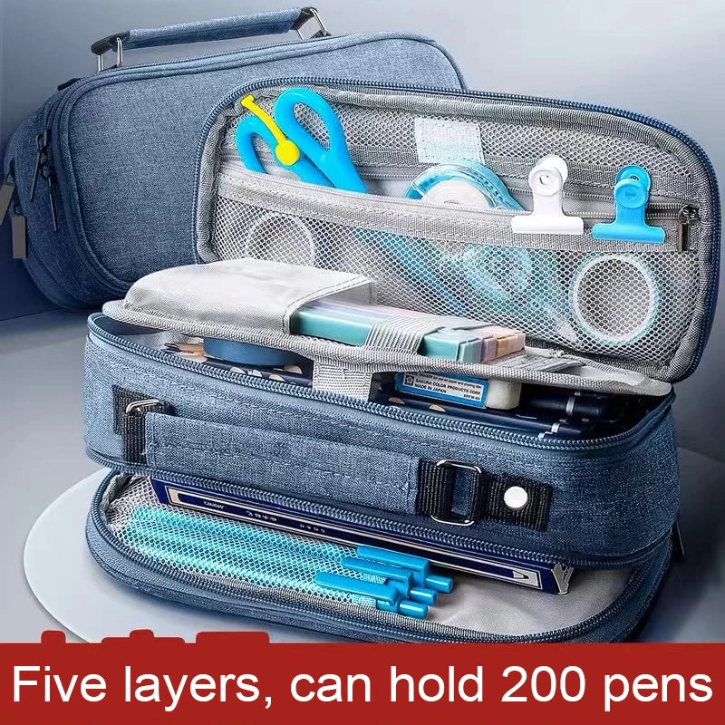 Pen Storage Bag Pencil Case 4 Layer Large Capacity Cosmetic High