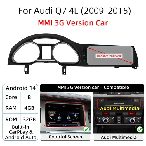 Android 14 Auto Radio CarPlay For Audi A6 C6 4f  For Audi Q7 4L