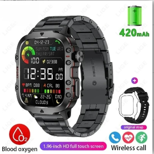 Xiaomi New Rugged Military Black Smart Watch Men For Android Ios 3ATM