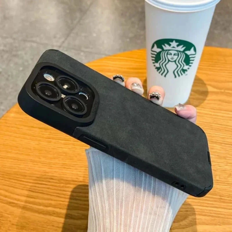 Luxury Matte Cortex Leather Phone Case For iPhone 15 14 13 12 11 Pro