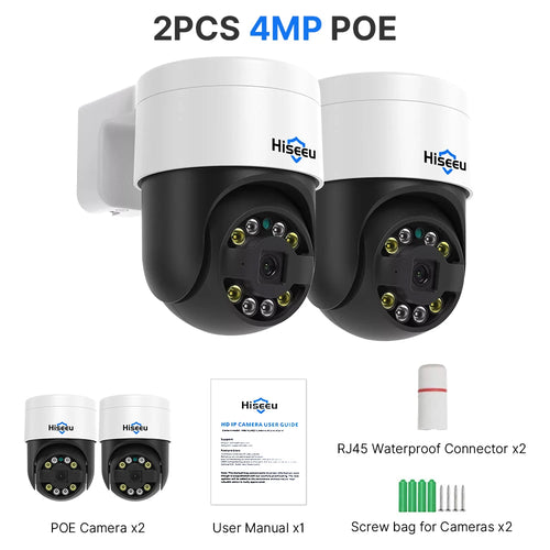 Hiseeu 4K 8MP POE PTZ IP Camera 5X Digital Zoom Face Detection Outdoor