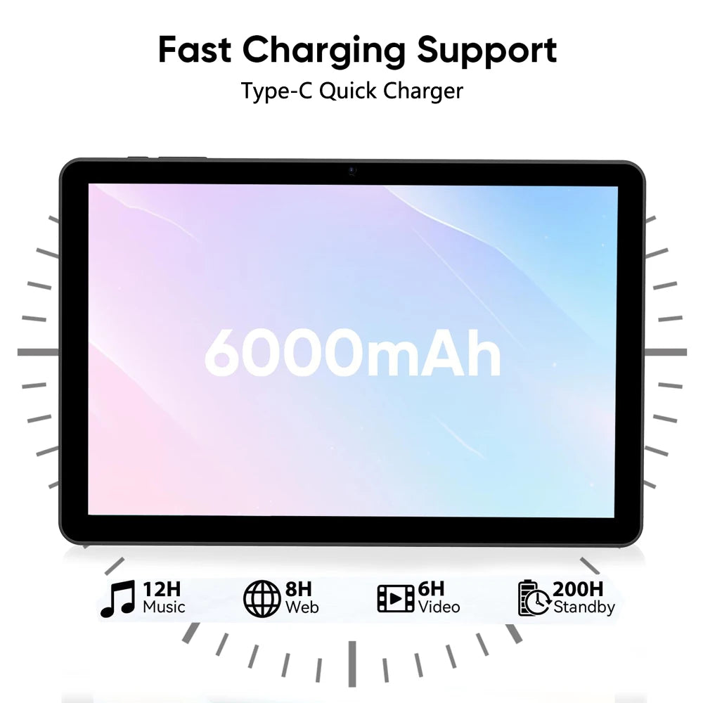 CWOWDEFU Android 14 Tablet 10.1-Inch Octa-core 8GB RAM 128GB ROM