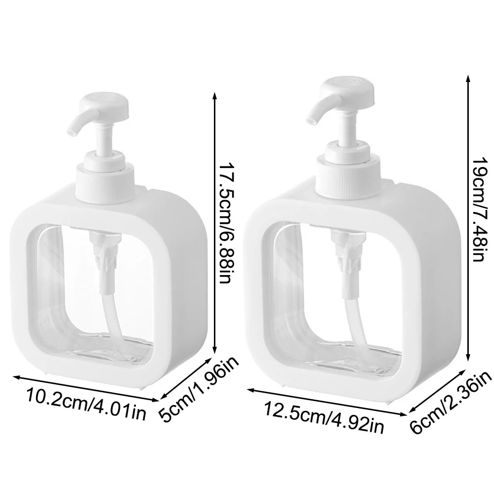 A large-capacity soap dispenser bottle, transparent visible plastic