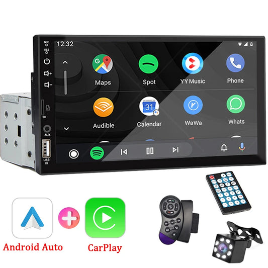 7“ Car Radio 1 Din Carplay Android Auto Multimedia Player HD Touch