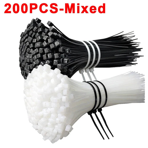 200/100Pcs Nylon Cable Ties Adjustable Self-locking Cord Ties Straps