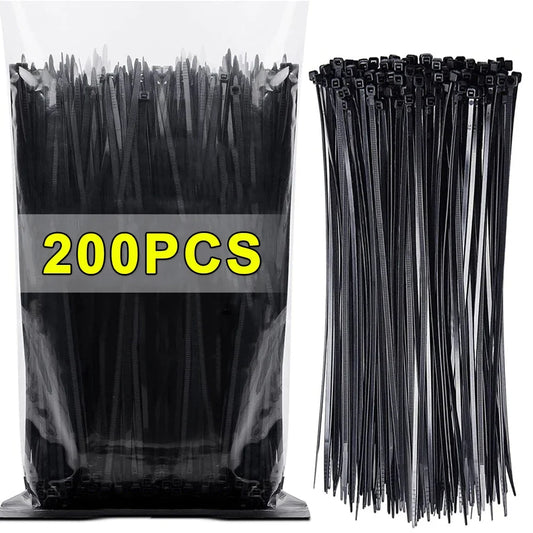 200/100Pcs Nylon Cable Ties Adjustable Self-locking Cord Ties Straps