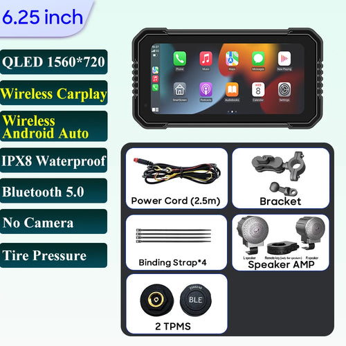 6.25 inch Motorcycle Navigation Screen 1560*720 Wireless CarPlay