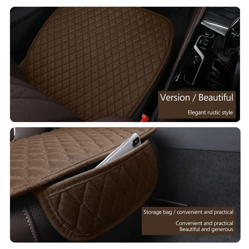 Universal Flax Car Seat Cover Front Rear Cushion Comfortable