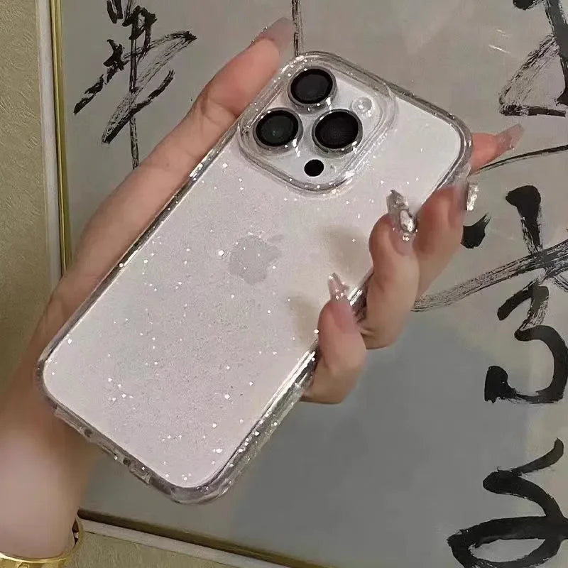 Luxury Bling Glitter Clear Phone Case For iPhone 16 15 14 13 12 11 Pro