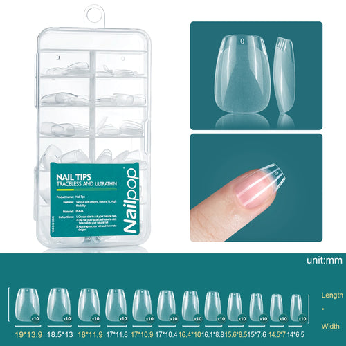 Nailpop Soft Gel Tips for Nails Acrylic Material Medium Almond/Coffin
