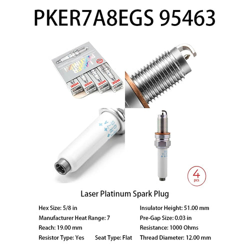 4pcs 04E905602 NGK Laser Iridium Spark Plug PKER7A8EGS 95463 Suitable