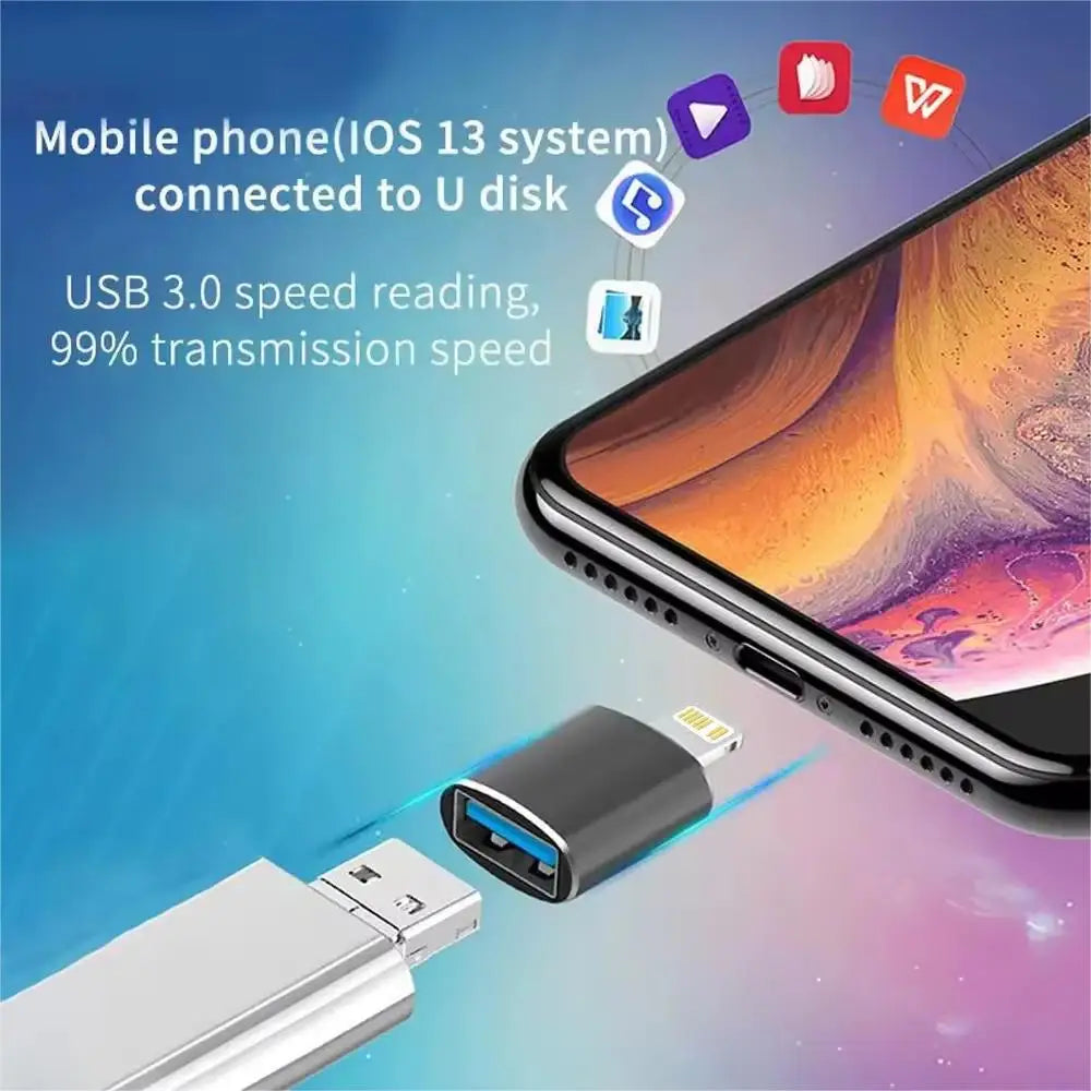 USB 3.0 OTG Adapter for IPhone 14 13 12 11 Pro XS Max XR X 8 Plus 7 6s