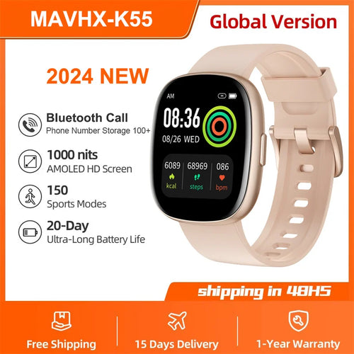 For Android Xiaomi Sport GPS Smart Watch Women 1.83'' HD AMOLED Full