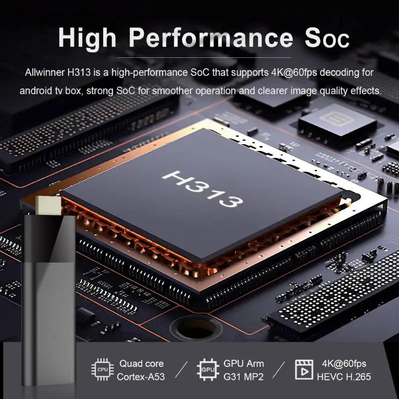 Global version Q6 TV Stick Android10 Support 6K Allwinner H313 Dual