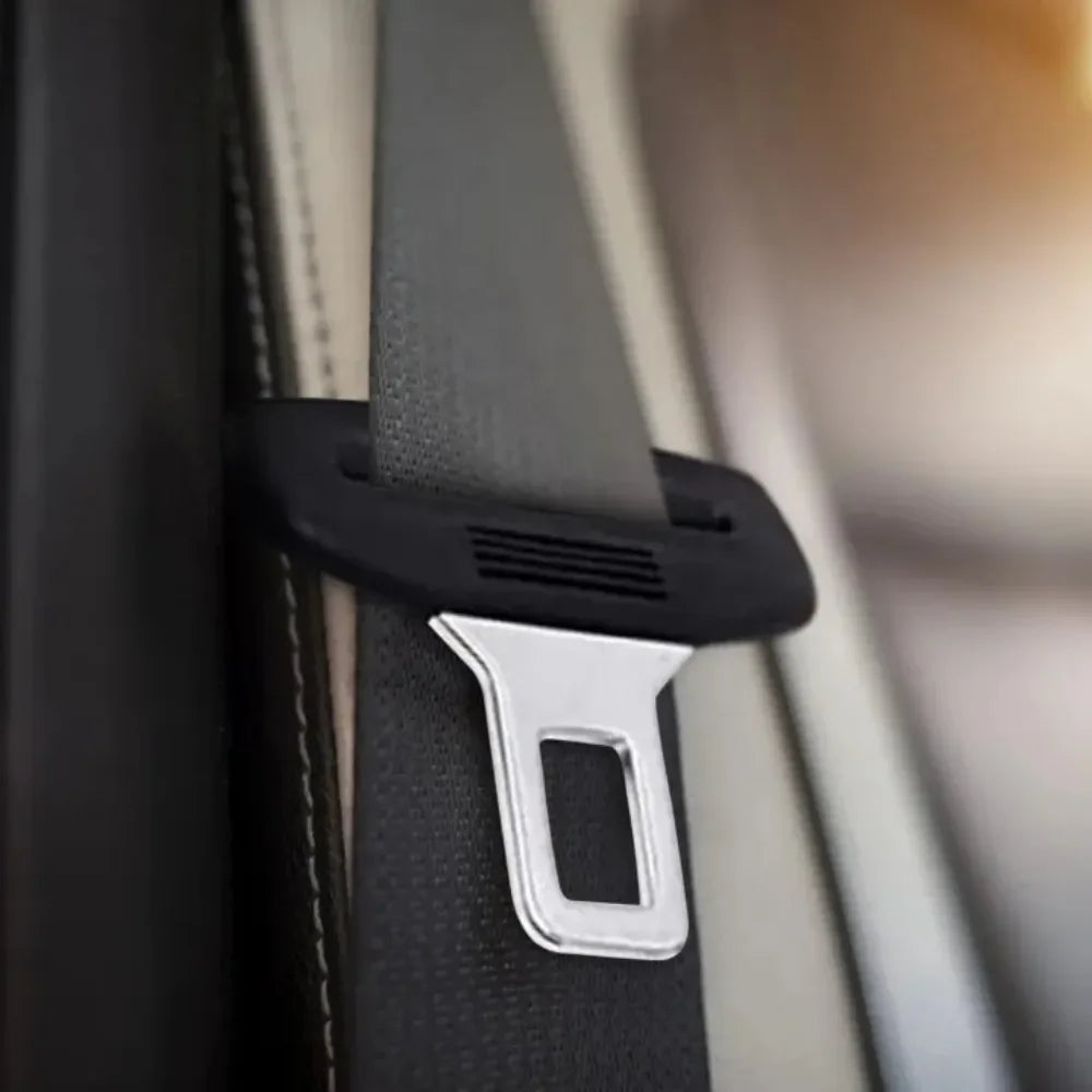 2pcs Car Safety Belt Lock Universal Adjustable Black Straight Lock