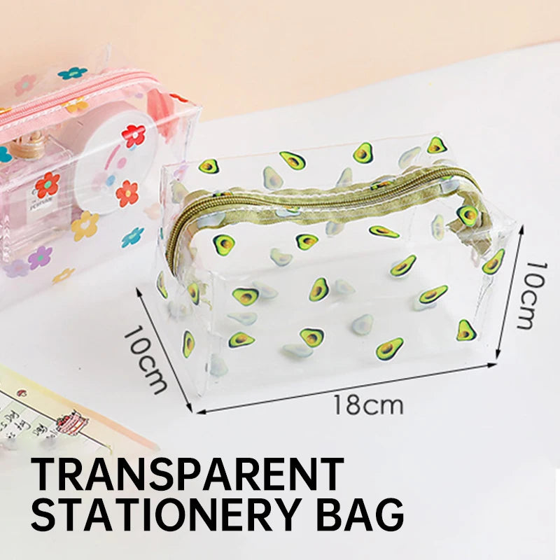 Cute Flower Transparent Pencil Case PVC Pencil Bag Large Capacity