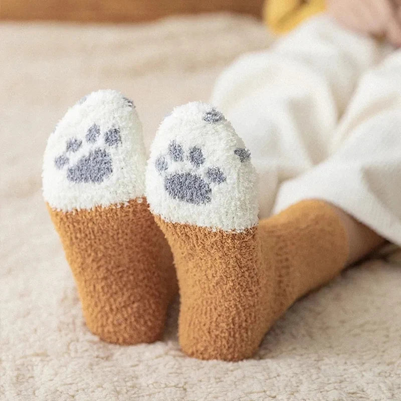 Plush Winter Funny Cute Style Animal Cat Paw Cartoon Pattern Women