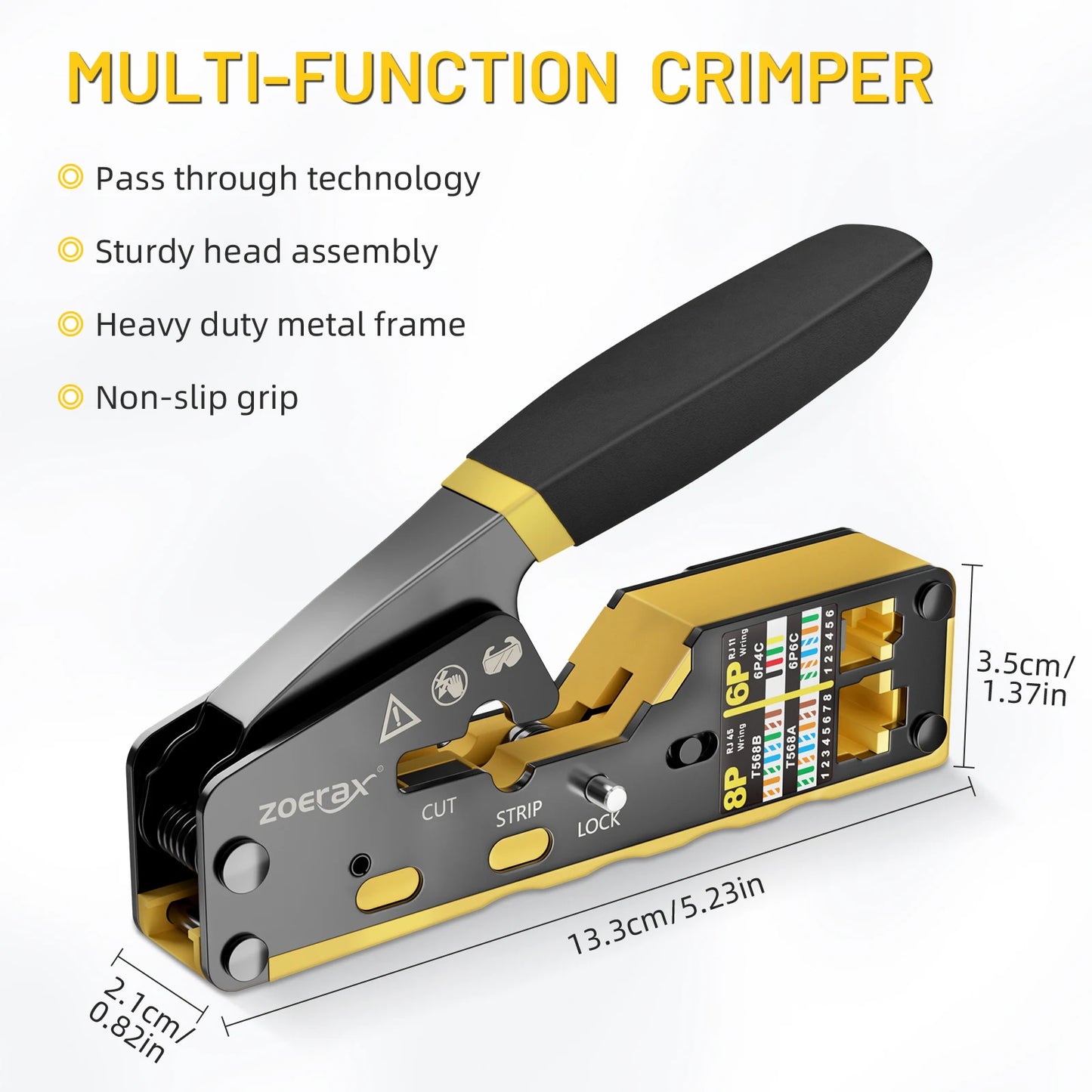 ZoeRax RJ45 Crimp Tool Pass Through Ethernet Crimping Tool for Cat6