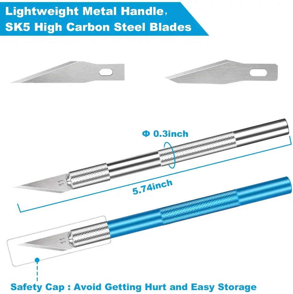 Engraving Non-Slip Metal Knife Kit + 40/10pcs #11 Blades Cutter Craft